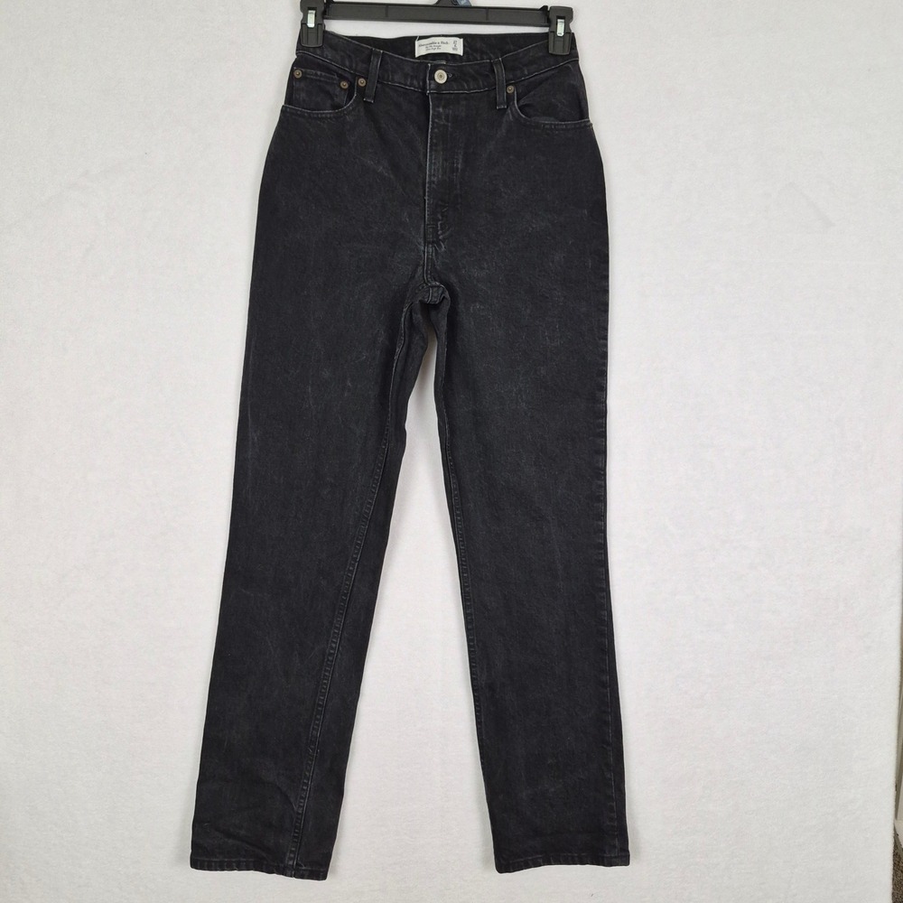 Abercrombie & Fitch Curve Love 90s Straight Ultra High Rise Jeans Black 27